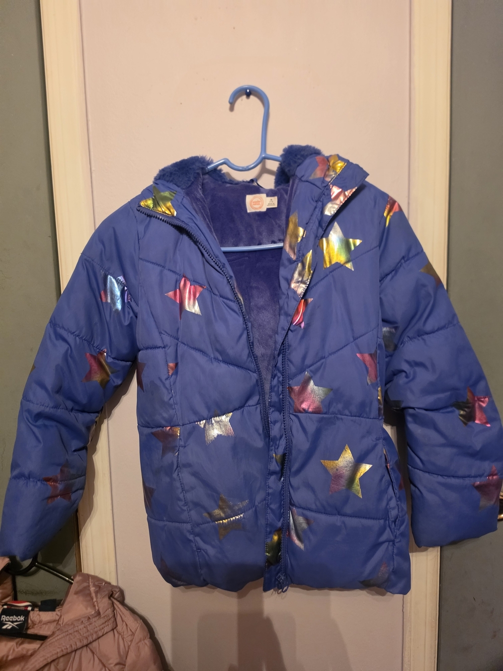 wonder nation Blue Star-Print Puffer Jacket with Hood
